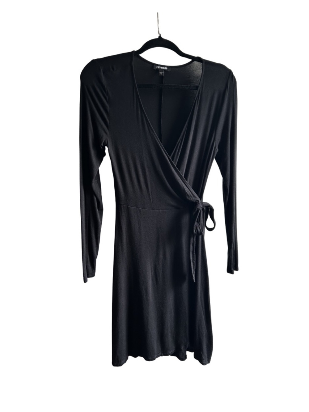 Classic Black Wrap Dress with Tie Waist